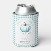 Pumpkin Blue Gingham Plaid Boy Baby shower Blikjeskoeler (Blikje Voorkant)