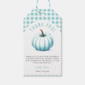 Pumpkin Blue Gingham Plaid Boy Baby shower Cadeaulabel (Voorkant)