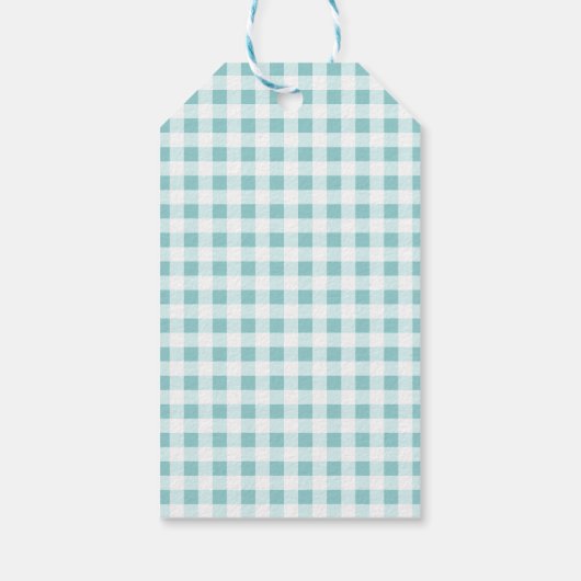 Pumpkin Blue Gingham Plaid Boy Baby shower Cadeaulabel (Achterkant)