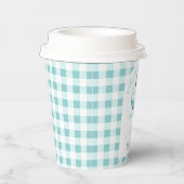 Pumpkin Blue Gingham Plaid Boy Baby shower Papieren Bekers (Rechts)