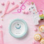 Pumpkin Blue Gingham Plaid Boy Baby shower Papieren Kommen (Feest)