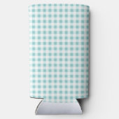 Pumpkin Blue Gingham Plaid Boy Baby shower Seltzer Blikjeskoeler (Achterkant)