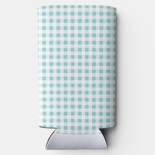 Pumpkin Blue Gingham Plaid Boy Baby shower Seltzer Blikjeskoeler (Achterkant)
