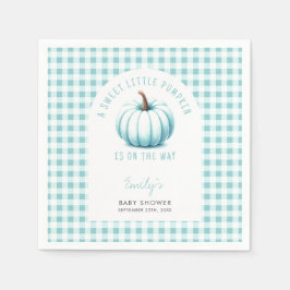 Pumpkin Blue Gingham Plaid Boy Baby shower Servet