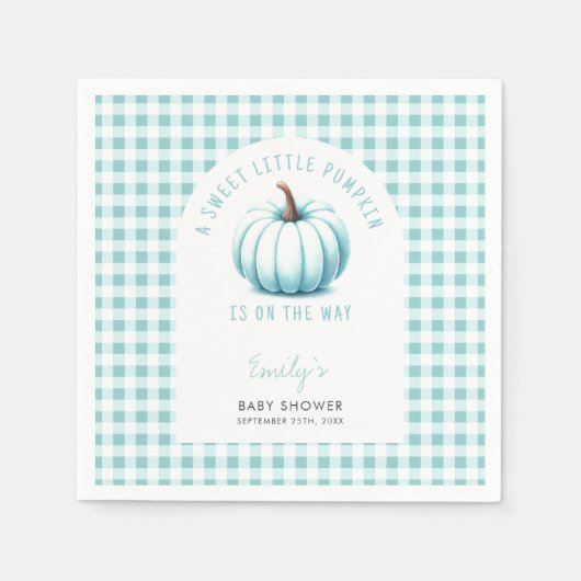 Pumpkin Blue Gingham Plaid Boy Baby shower Servet (Voorkant)