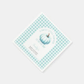 Pumpkin Blue Gingham Plaid Boy Baby shower Servet (Hoek)