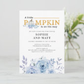 Pumpkin Blue Lila Botanische Boys Baby shower Kaart (Staand voorkant)