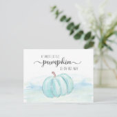 Pumpkin Blue Mint Waterverf Baby Boy Shower Uitnodiging Briefkaart (Staand voorkant)