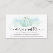 Pumpkin Blue Mint Waterverf Diaper Raffle Shower Informatiekaartje (Voorkant)