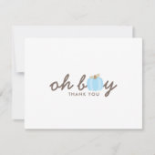 Pumpkin Blue Oh Boy Herfst Baby shower Dank je wel Bedankkaart (Voorkant)