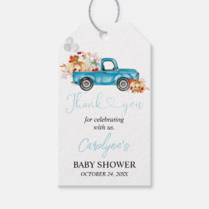 Pumpkin Blue Truck Baby shower Bedankt Gift Label Cadeaulabel
