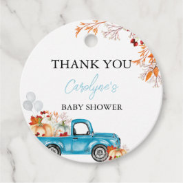 Pumpkin Blue Truck Herfst Baby shower Bedankjes Labels