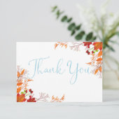 Pumpkin Blue Truck Herfst Baby shower Dank u kaart (Staand voorkant)