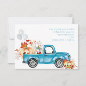 Pumpkin Blue Truck Herfst Baby shower Dank u kaart (Achterkant)