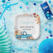 Pumpkin Blue Truck Herfst Baby shower Papieren Bordje (Feest)