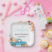 Pumpkin Blue Truck Herfst Baby shower Papieren Bordje (Feest)