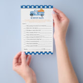 Pumpkin Blue Truck Survey zegt Baby shower spel Flyer (Hand)