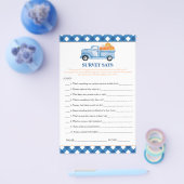 Pumpkin Blue Truck Survey zegt Baby shower spel Flyer (Enkel)