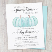 Pumpkin Blue Twin Baby Boys Showuitnodiging