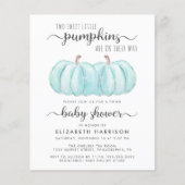 Pumpkin Blue Twin Baby Boys Showuitnodiging (Voorkant)