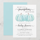 Pumpkin Blue Twin Baby Boys Showuitnodiging Kaart (Voorkant / Achterkant)