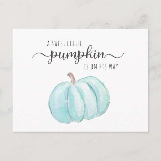 Pumpkin Blue Waterverf Baby Boy Shower Uitnodiging Briefkaart (Voorkant)