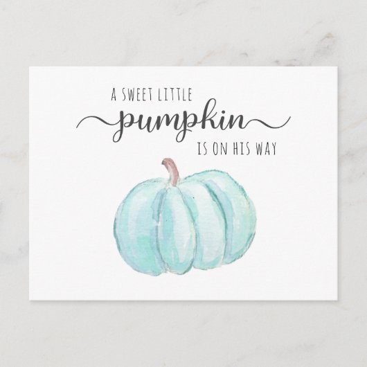 Pumpkin Blue Waterverf Baby Boy Virtual Shower Uitnodiging Briefkaart (Voorkant)