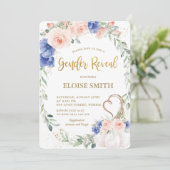 Pumpkin Blush Blue Floral Wreate Gender onthulling Kaart (Staand voorkant)