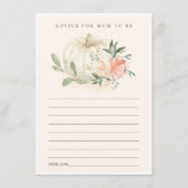 Pumpkin Blush Floral Advice for Mum Baby shower Informatiekaartje (Voorkant)