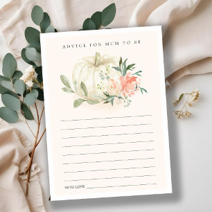Pumpkin Blush Floral Advice for Mum Baby shower Informatiekaartje