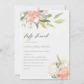 Pumpkin Blush Floral Baby Brunch Shower Invite Bedankkaart (Voorkant)