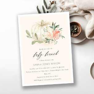 Pumpkin Blush Floral Baby Brunch Shower Invite Bedankkaart