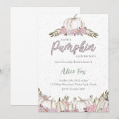 Pumpkin Blush Pink Baby shower Invitation Girl Kaart (Voorkant / Achterkant)