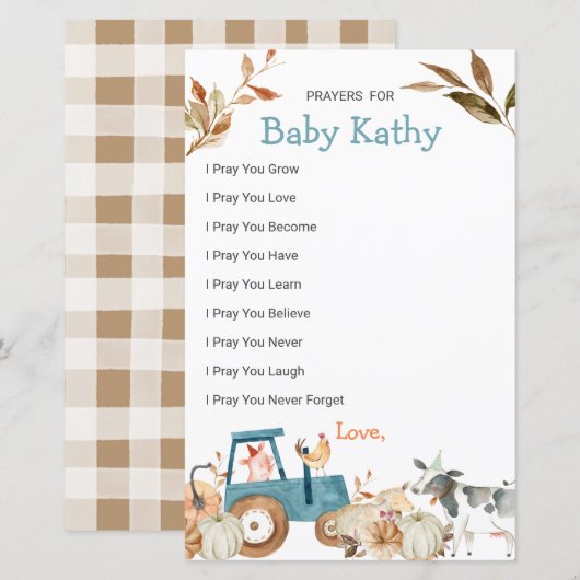 Pumpkin Boerderij Animal Tractor Love Prayers for (Voorkant / Achterkant)
