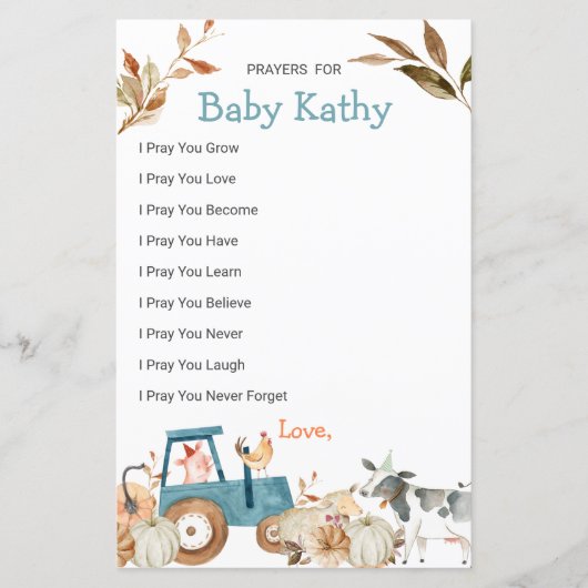 Pumpkin Boerderij Animal Tractor Love Prayers for (Voorkant)