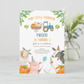 Pumpkin Boerderij Barnyard Herfst Boy Party Birthd Kaart (Staand voorkant)