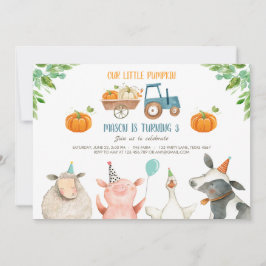 Pumpkin Boerderij Barnyard Herfst Boy Party Birthd Kaart