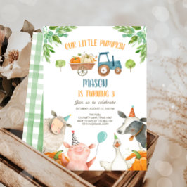 Pumpkin Boerderij Barnyard Herfst Boy Party Birthd Kaart