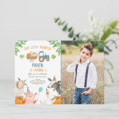 Pumpkin Boerderij Barnyard Herfst Boy Party Birthd Kaart (Staand voorkant)