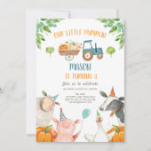 Pumpkin Boerderij Barnyard Herfst Boy Party Birthd Kaart (Voorkant)