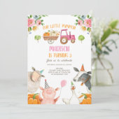 Pumpkin Boerderij Barnyard Pink Girl Party Birthda Kaart (Staand voorkant)