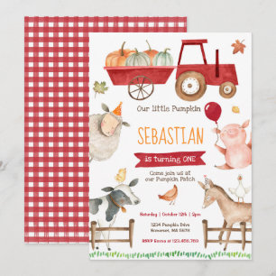 Pumpkin Boerderij Birthday Invitation Herfst Boerd Kaart