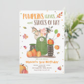 Pumpkin Boerderij Party Pumpkin Tractor Birthday P Kaart (Staand voorkant)