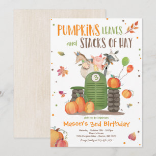 Pumpkin Boerderij Party Pumpkin Tractor Birthday P Kaart