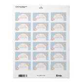 Pumpkin Boho Blue Gingham 1e verjaardag adres Etiket (Full Sheet)