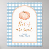 Pumpkin Boho Blue Gingham Baby's zijn Sweet Sign Poster (Voorkant)
