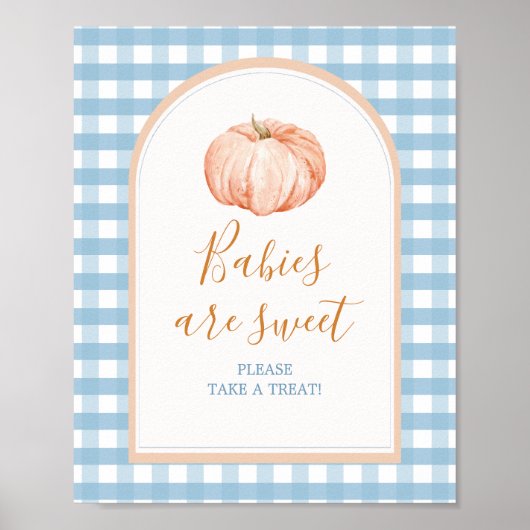 Pumpkin Boho Blue Gingham Baby's zijn Sweet Sign Poster (Voorkant)