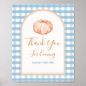 Pumpkin Boho Blue Gingham bedankkaart Poster (Voorkant)