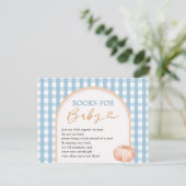 Pumpkin Boho Blue Gingham Boeken voor Baby Briefkaart (Staand voorkant)