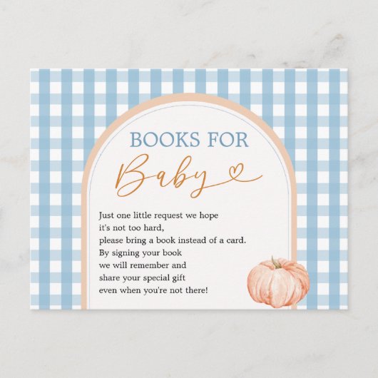 Pumpkin Boho Blue Gingham Boeken voor Baby Briefkaart (Voorkant)